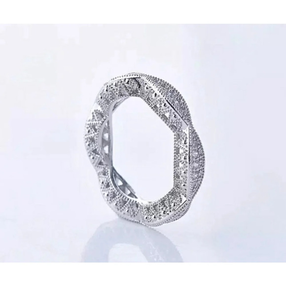 1 Ct Pave 18k Gold Plated Simulated Diamond‎ Eternity Wedding Band Ring, Size 9 - Picture 3 of 11